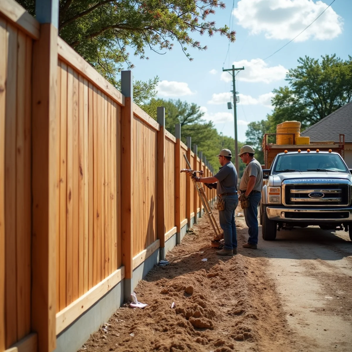 Custom Cedar Privacy Fencing in Round Rock, TX by Oakwood Landscaping