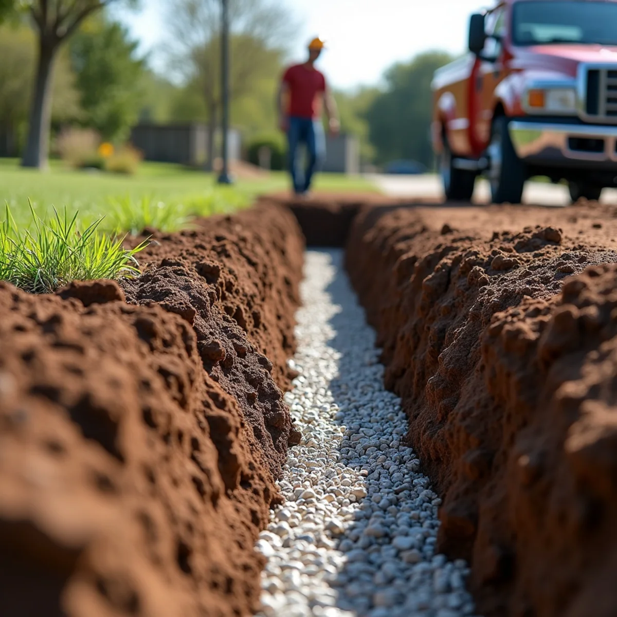 Blackland Clay French Drain project in Round Rock, TX by Oakwood Landscaping