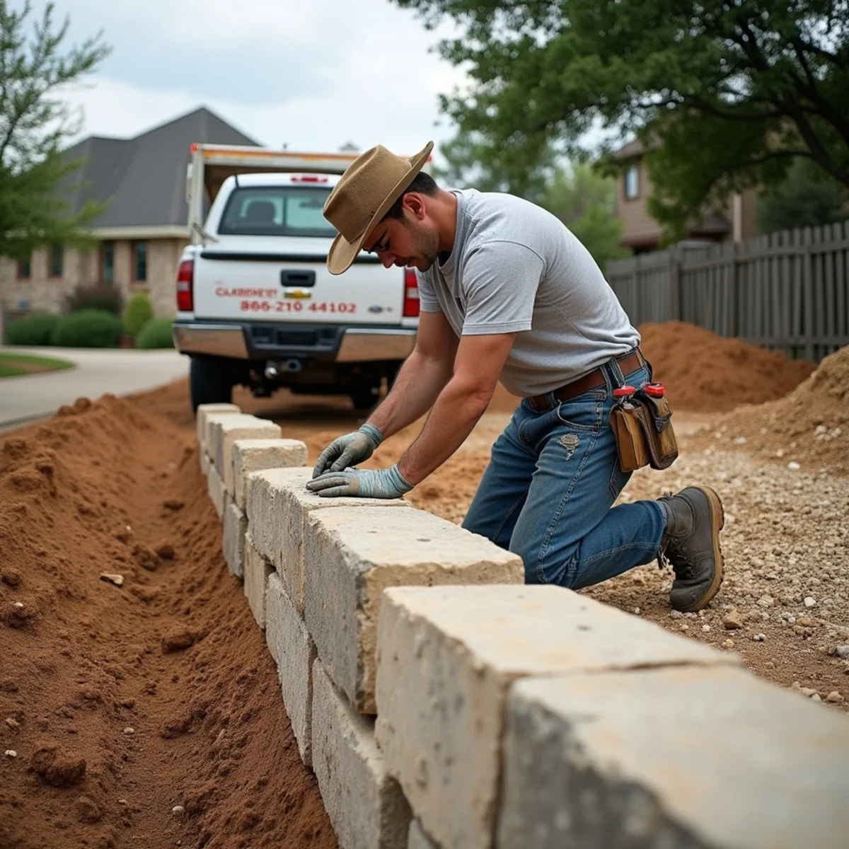 Hill Country Limestone Retaining Walls in Round Rock, TX by Oakwood Landscaping