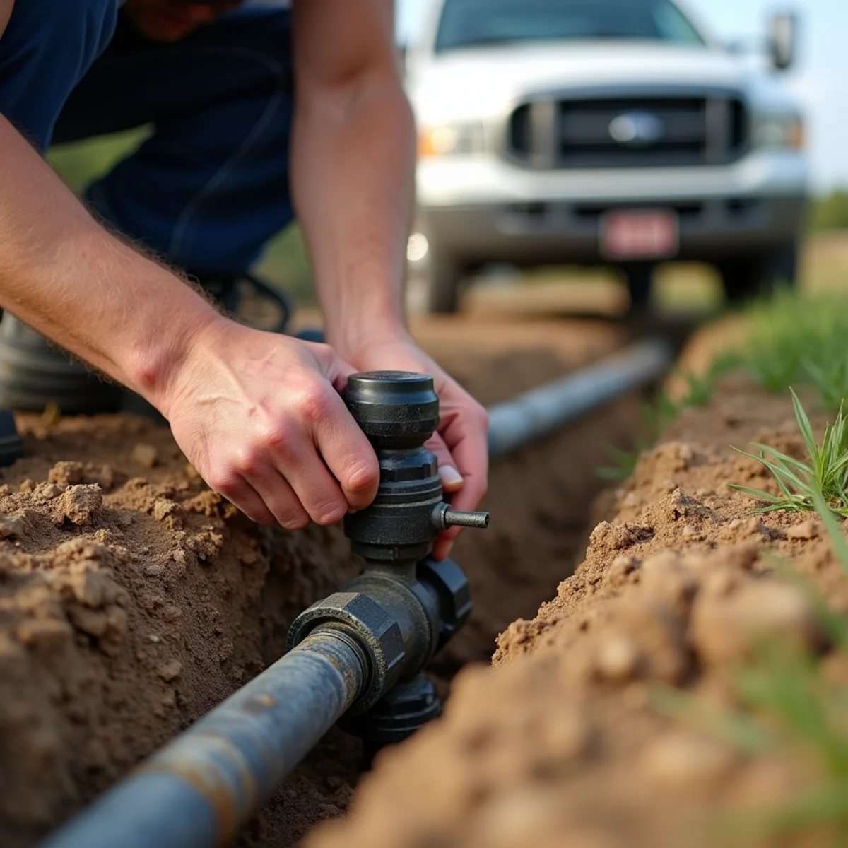 Oakwood Landscaping crew performing sprinkler & irrigation installation in Round Rock, TX