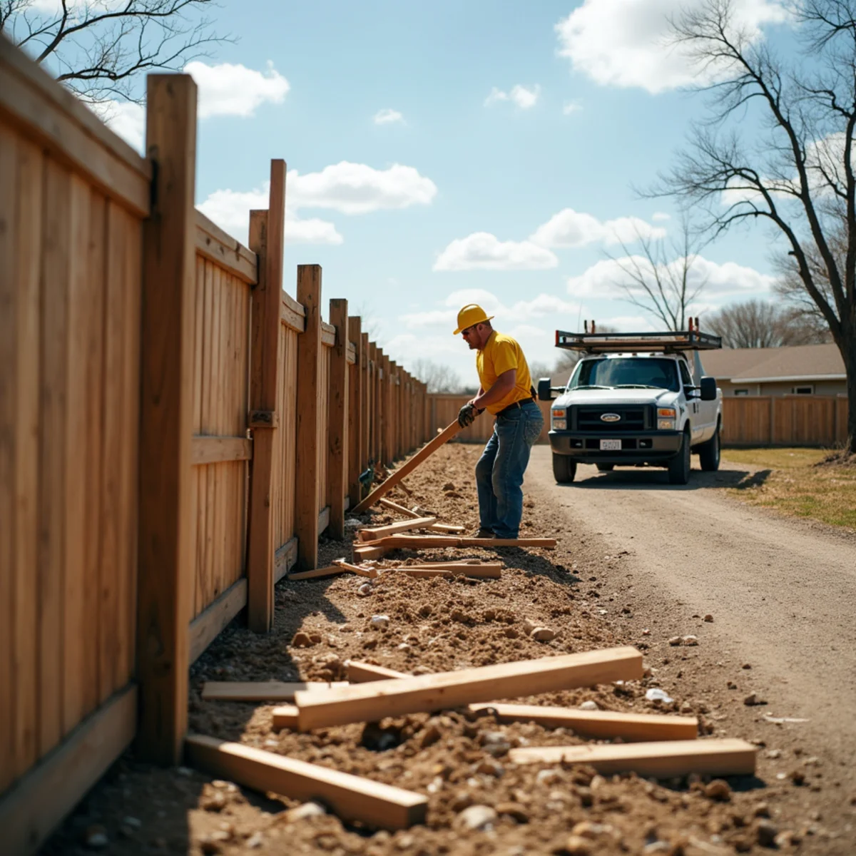 Storm Wind Fence Collapse Repair in Round Rock, TX by Oakwood Landscaping