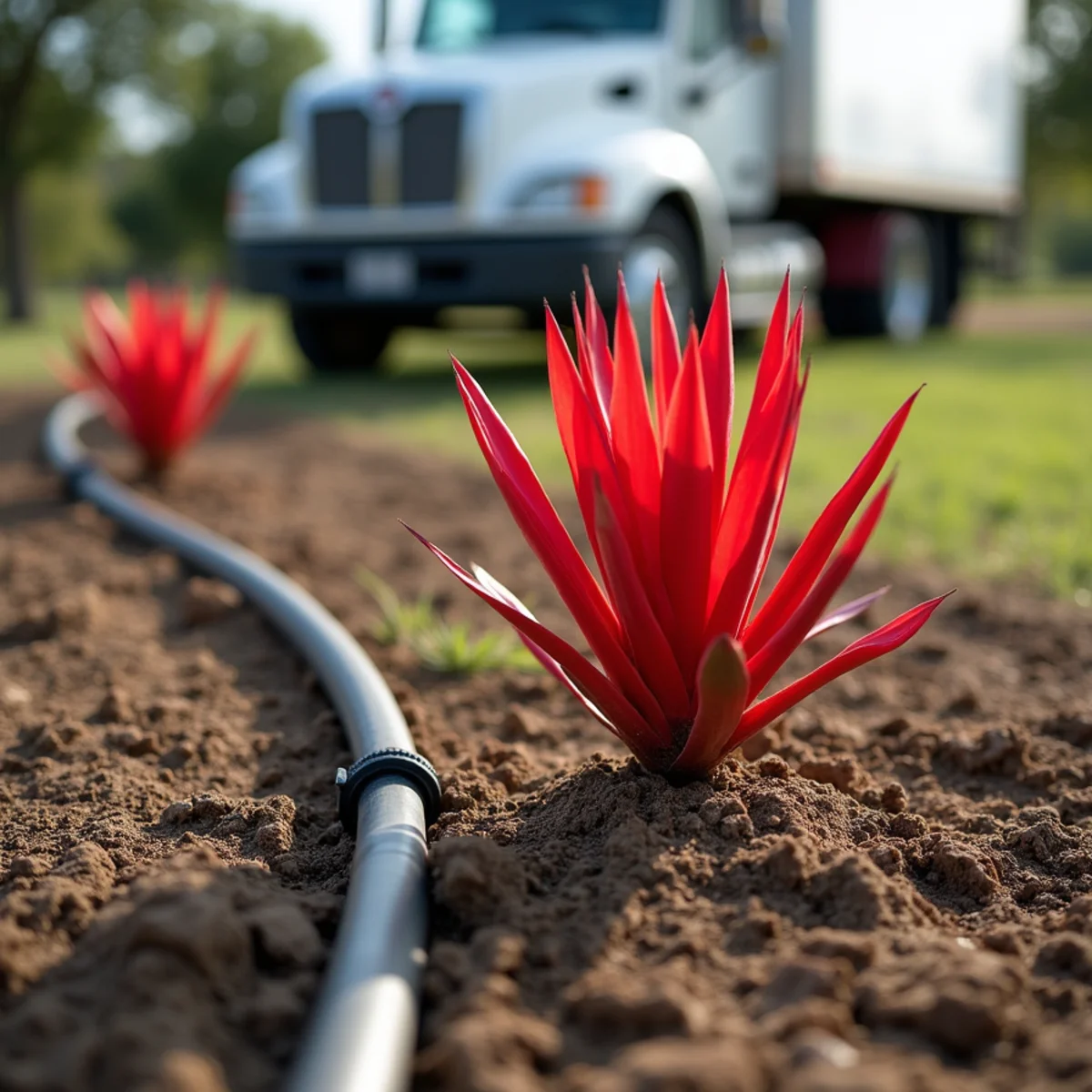 Oakwood Landscaping crew performing texas native drought-tolerant landscaping in Round Rock, TX